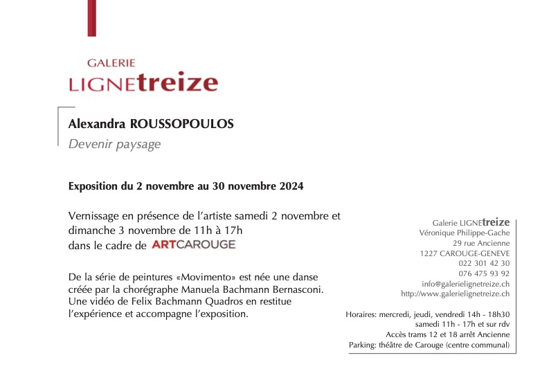 Exposition Alexandra Roussopoulos, Devenir paysage, Galerie LigneTreize